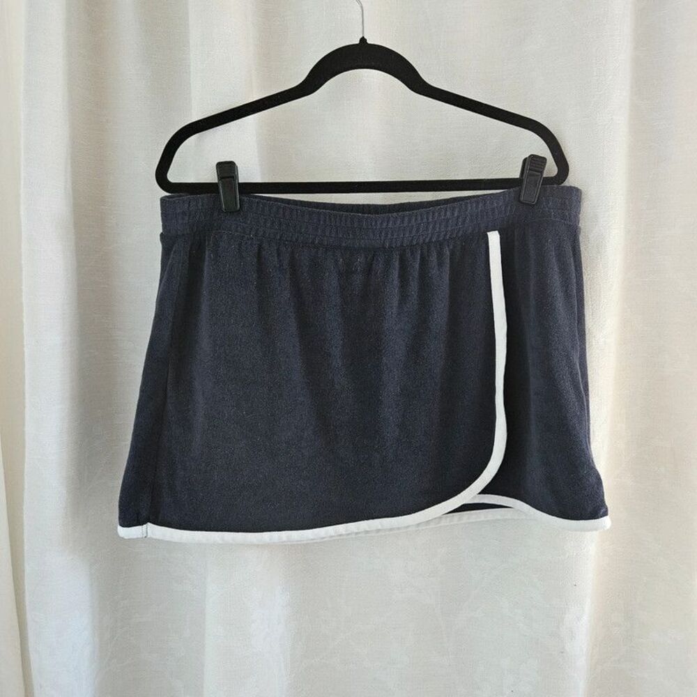 Universal Thread Terry Cloth Mini Skort Navy Blue White Trim L